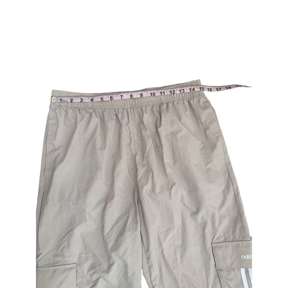 Adidas Women’s Cargo Track Pants Tan 3-Stripe Utility Parachute Pants Large - Picture 11 of 13